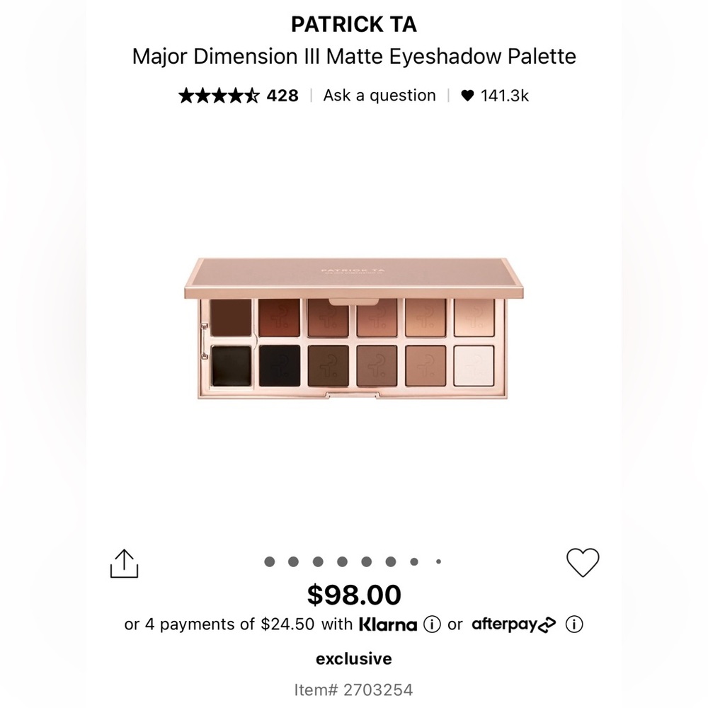 Patrick Ta Major Dimension III Matte Eyeshadow Palette - Warm Neutrals